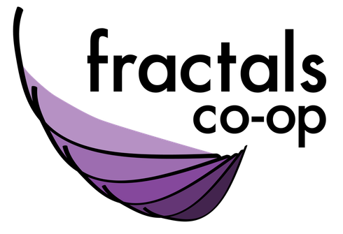 The fractals log consists of a bird's wing, rendered in sketchy lines, with each segment being a different shade of purple.