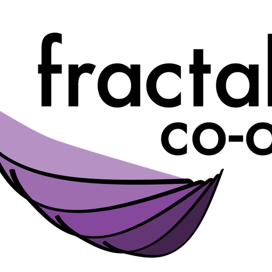 The fractals log consists of a bird's wing, rendered in sketchy lines, with each segment being a different shade of purple.